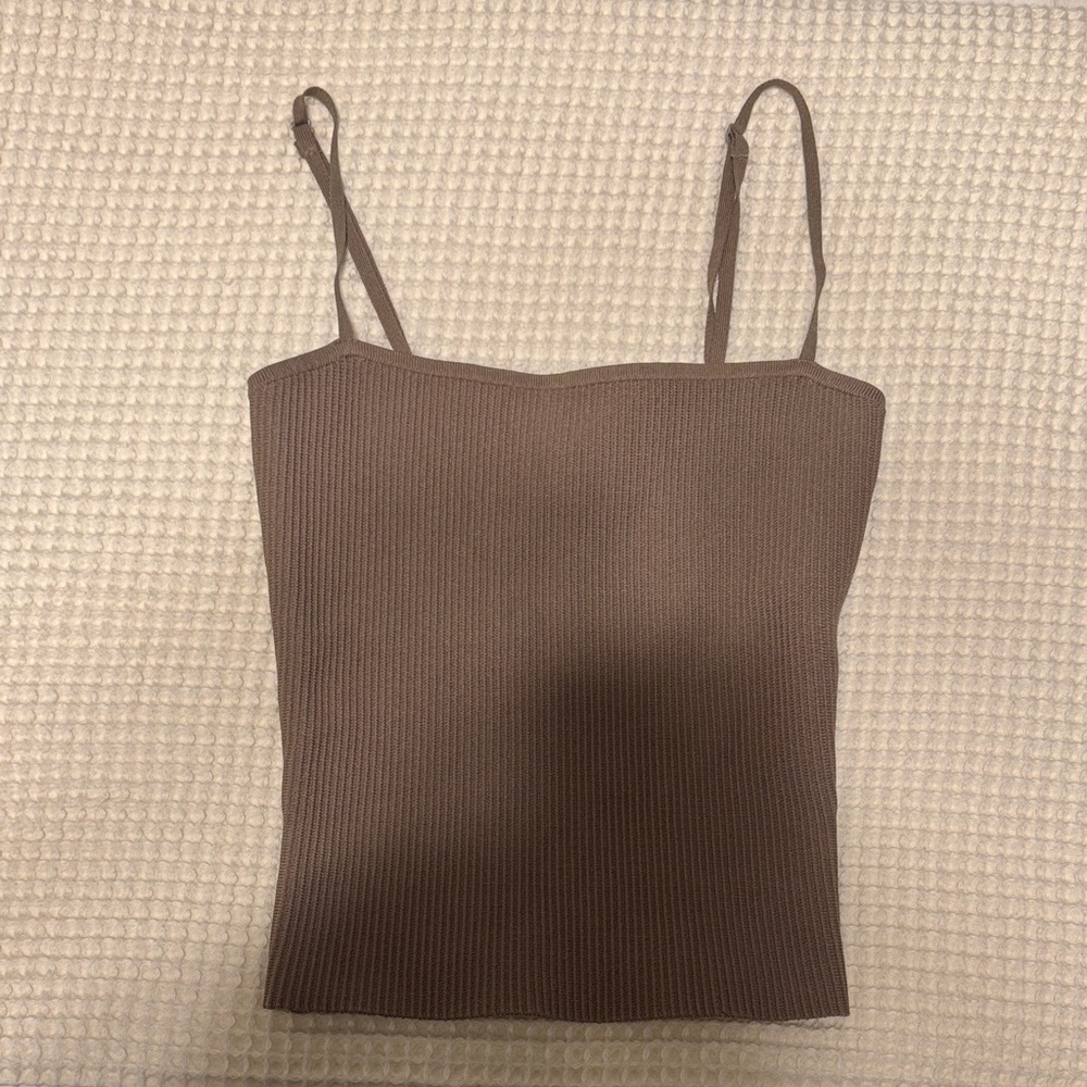 Aritzia Babaton Taupe Ribbed Tank